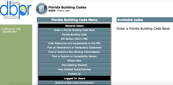Navigating florida building code online
